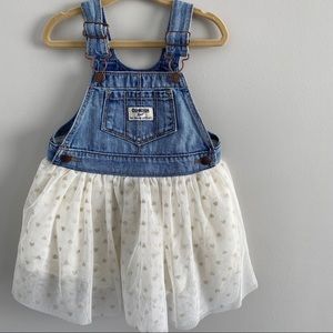 Oshkosh Overalls & Cream Glitter Tulle Dress